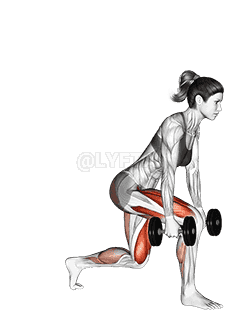 Dumbbell forward leaning lunge demonstration