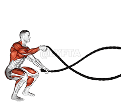 Battling Ropes Alternate Arms Squat demonstration